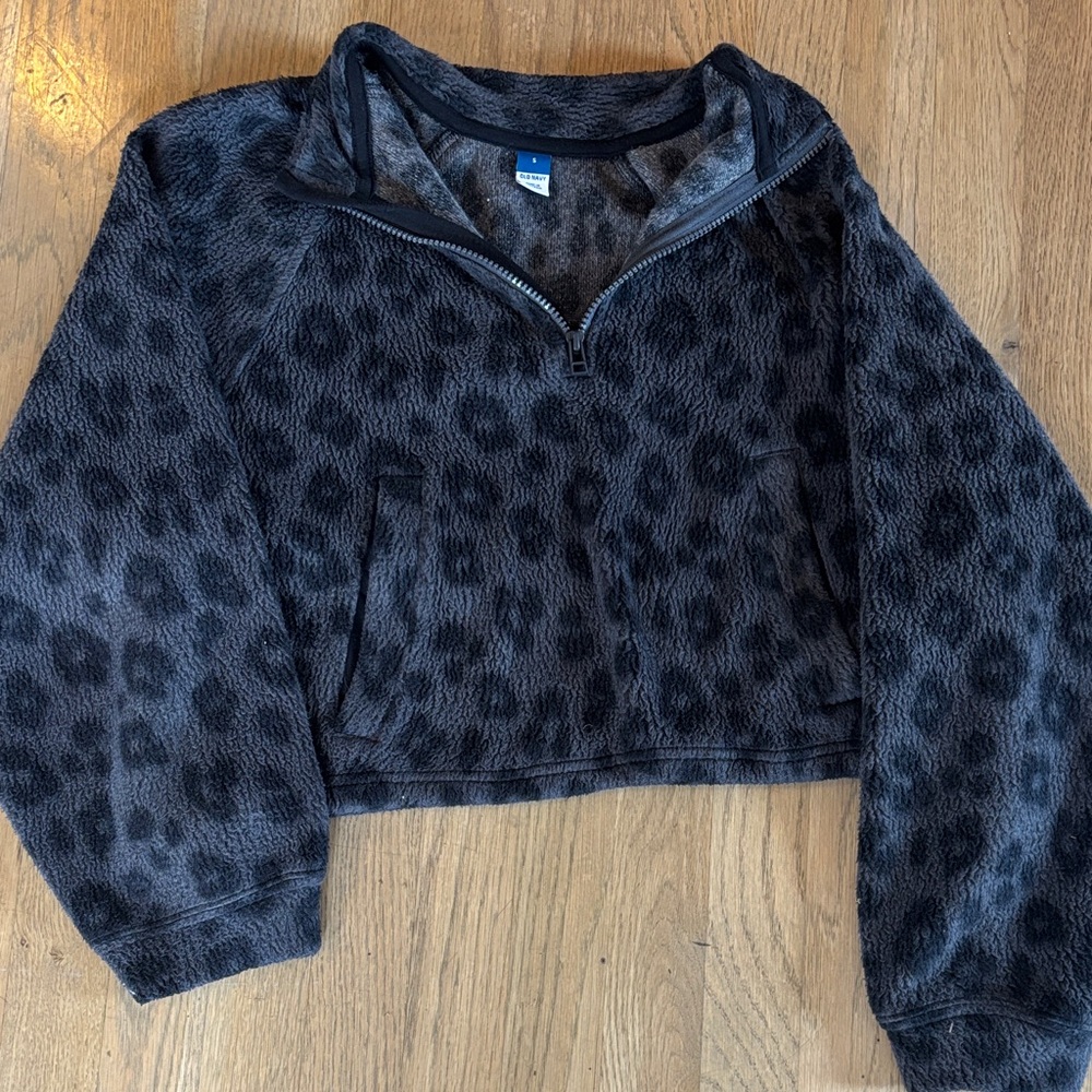 Old Navy Black Leopard Print Hoodie
